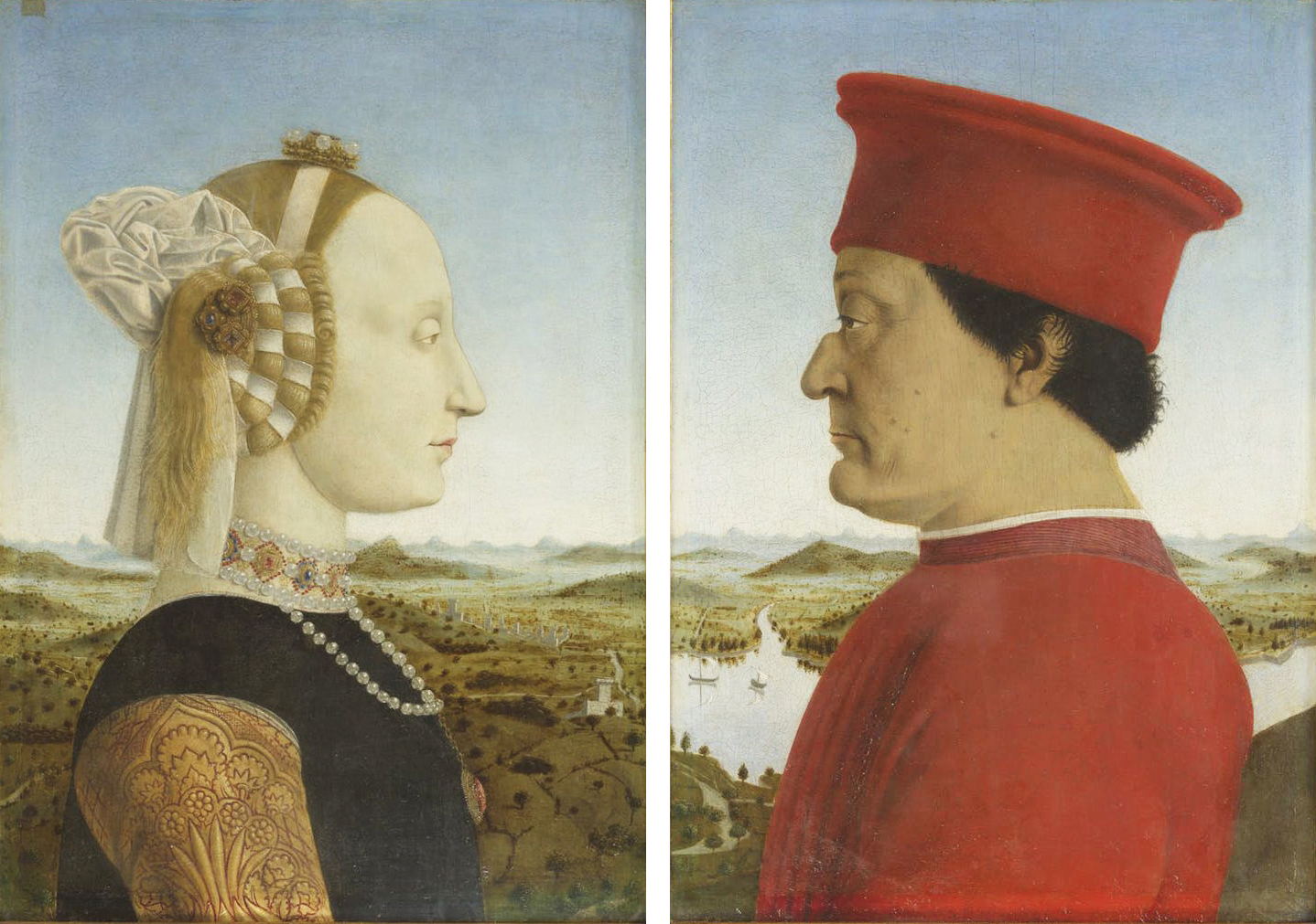 Piero della Francesca, Diptychon des Federico da Montefeltro mit seiner Gattin Battista Sforza, um 1472, Florenz, Uffizien